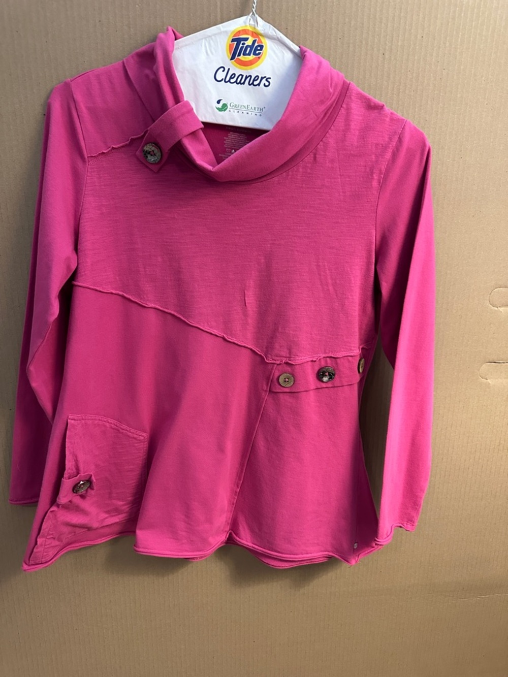 neon buddha Bright Pink Long Sleeve Button-Accent Top